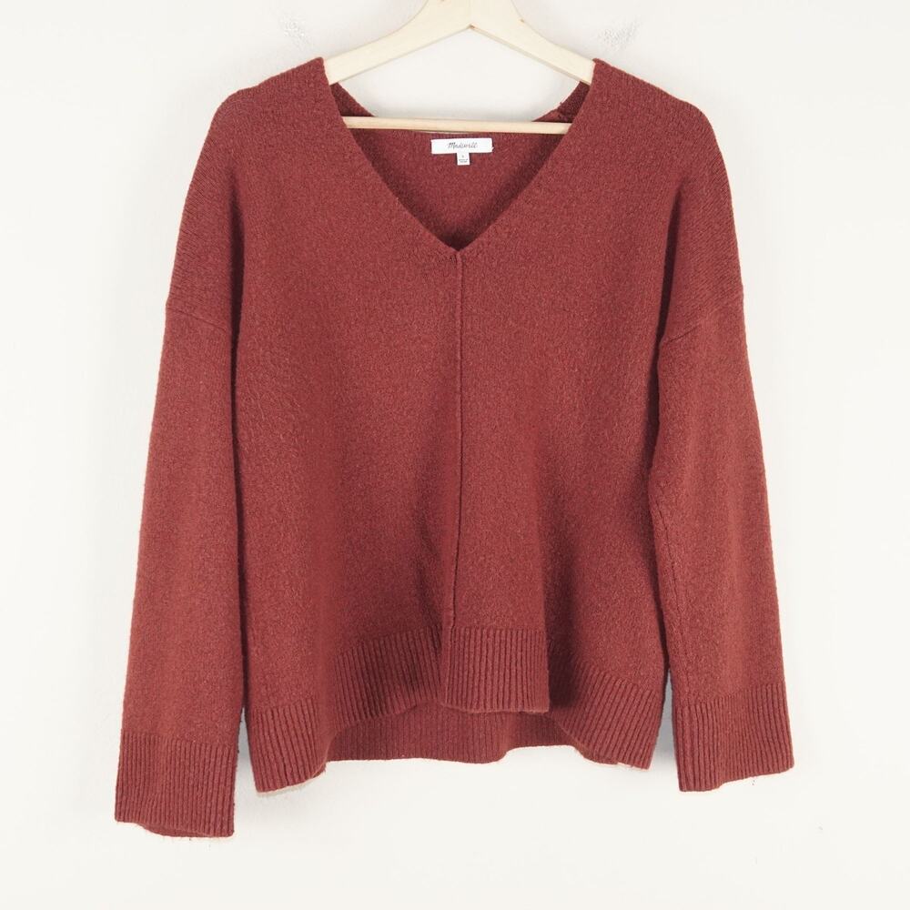 Madewell Juniper V Neck Rich Burgundy Wool Blend Pull Over Sweater Womens Sz S